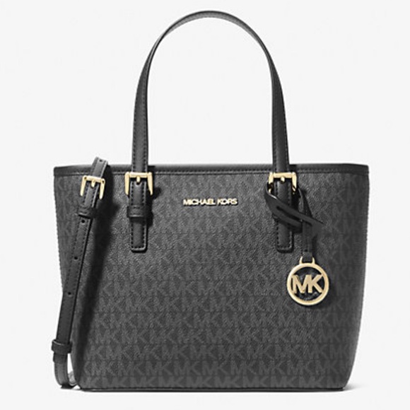 Michael Kors XS Carry All Jet Set Travel Womens Tote (BLACK SIG/GOLD) - Picture 6 of 7